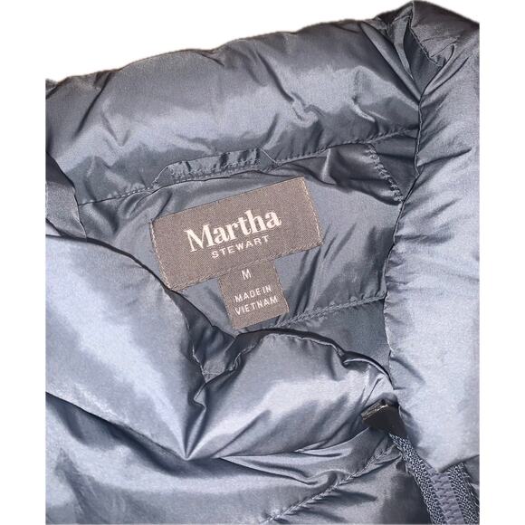 Martha Stewart Dusty Blue Down Insulated Zip Puffer Vest Short Sleeve Jacket M - Picture 8 of 8